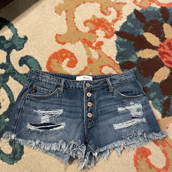 KanCan Pants - Kancan Frayed Blue Jean Shorts